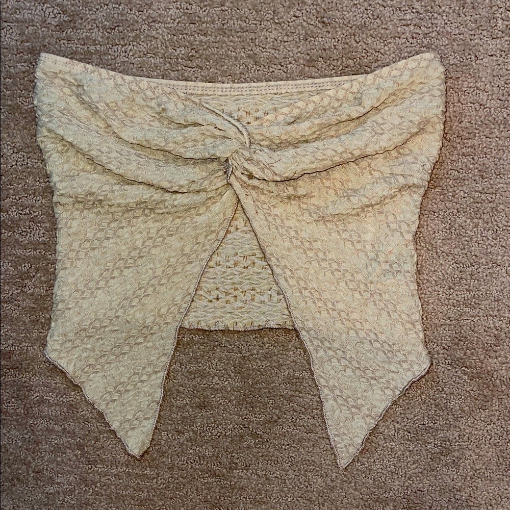 Beige Textured Knit Skirt